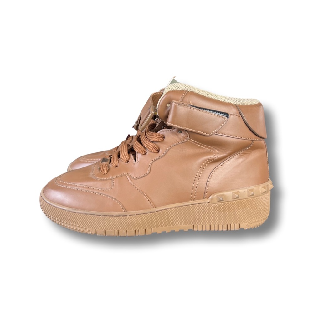 Valentino Brown High Top Sneaker w/ strap Size 10